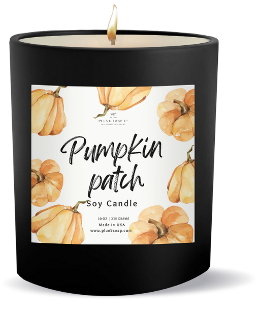 Pumpkin Patch Scented Soy Candle 10 oz Black Jar with Bamboo Lid