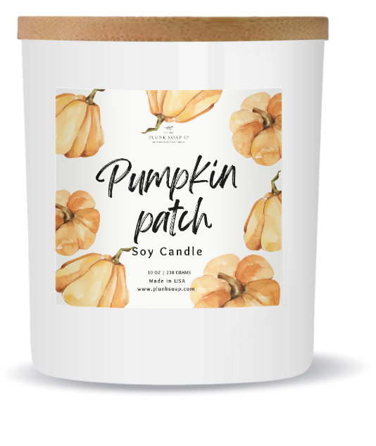 Pumpkin Patch Scented Soy Candle 10 oz White Jar with Bamboo Lid