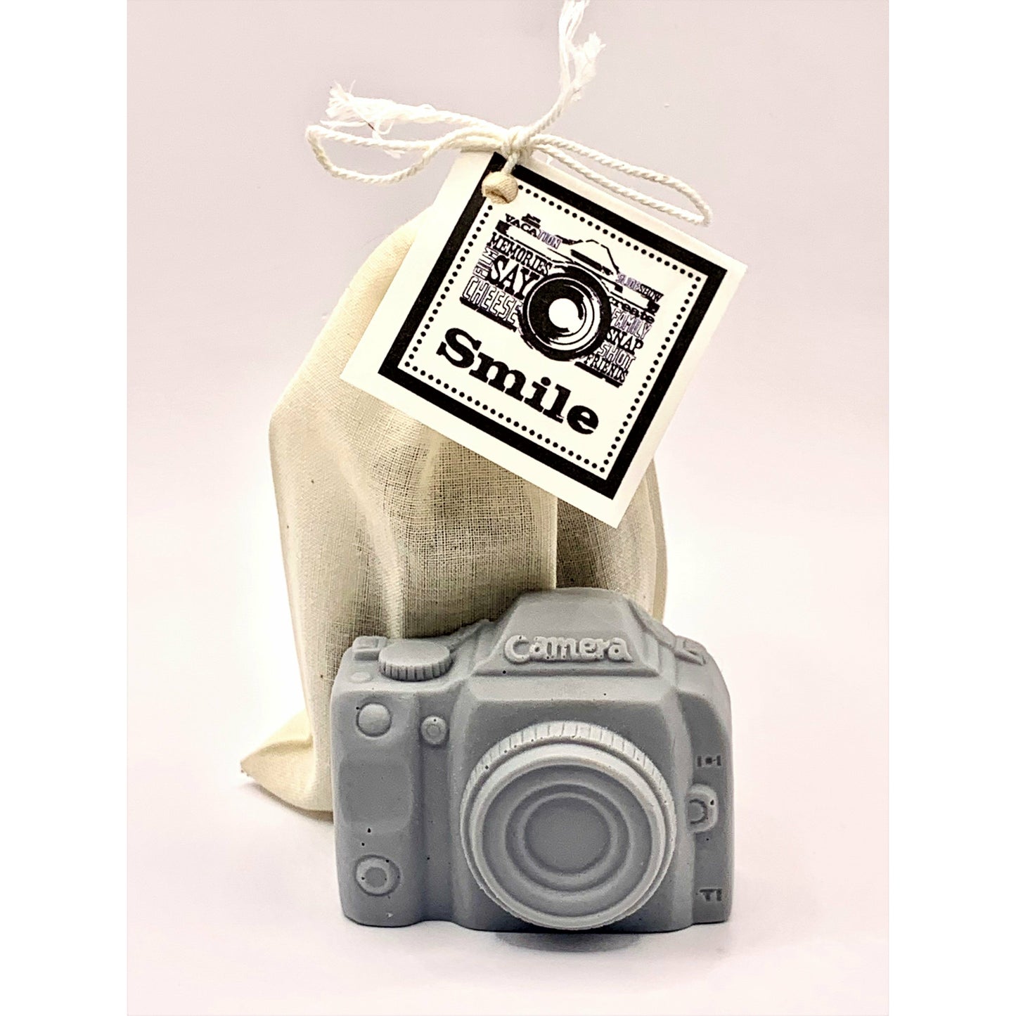 Camera Soap comes with bag and smile tag. Perfect gift for photographers!