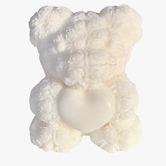 3D Valentine Rose Flower Teddy Bear holding a Heart  Soap