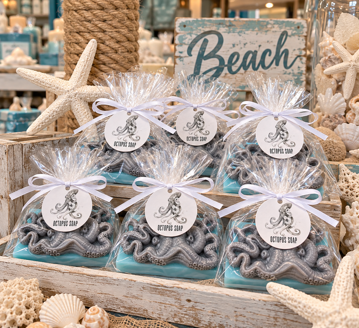 Octopus Soap:  Ocean and Beach themed soaps | Novelty Gift | Handmade Artisian Soap |