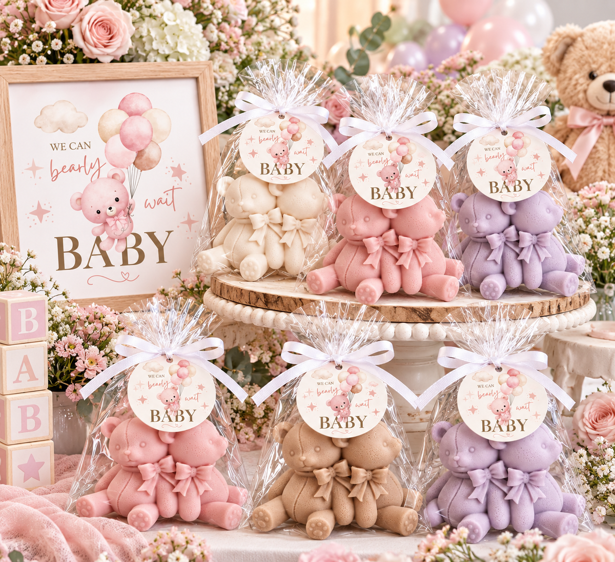 10 Bear Soap Baby Shower Favors | Party Favors | Baby Shower for a Girl | Handmade Novelty Soap