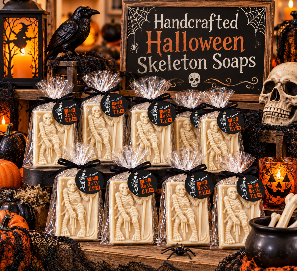 Skeleton Bar Soap – Halloween Novelty Soap | Spooky Gift & Party Favor | Halloween Decor Happy Halloween