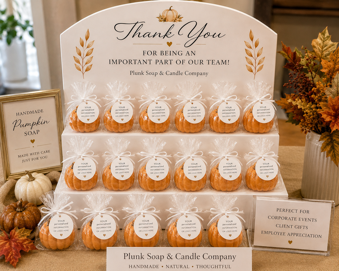Pumpkin Soap Favors Personalized by Plunk Soap and Candle Company