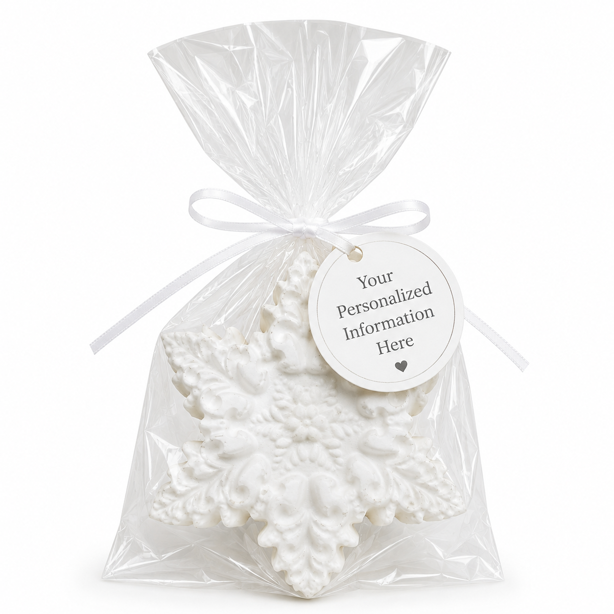 Snowflake Soap Party Favors –Personalized White Label Winter Novelty Gift | Set of 10