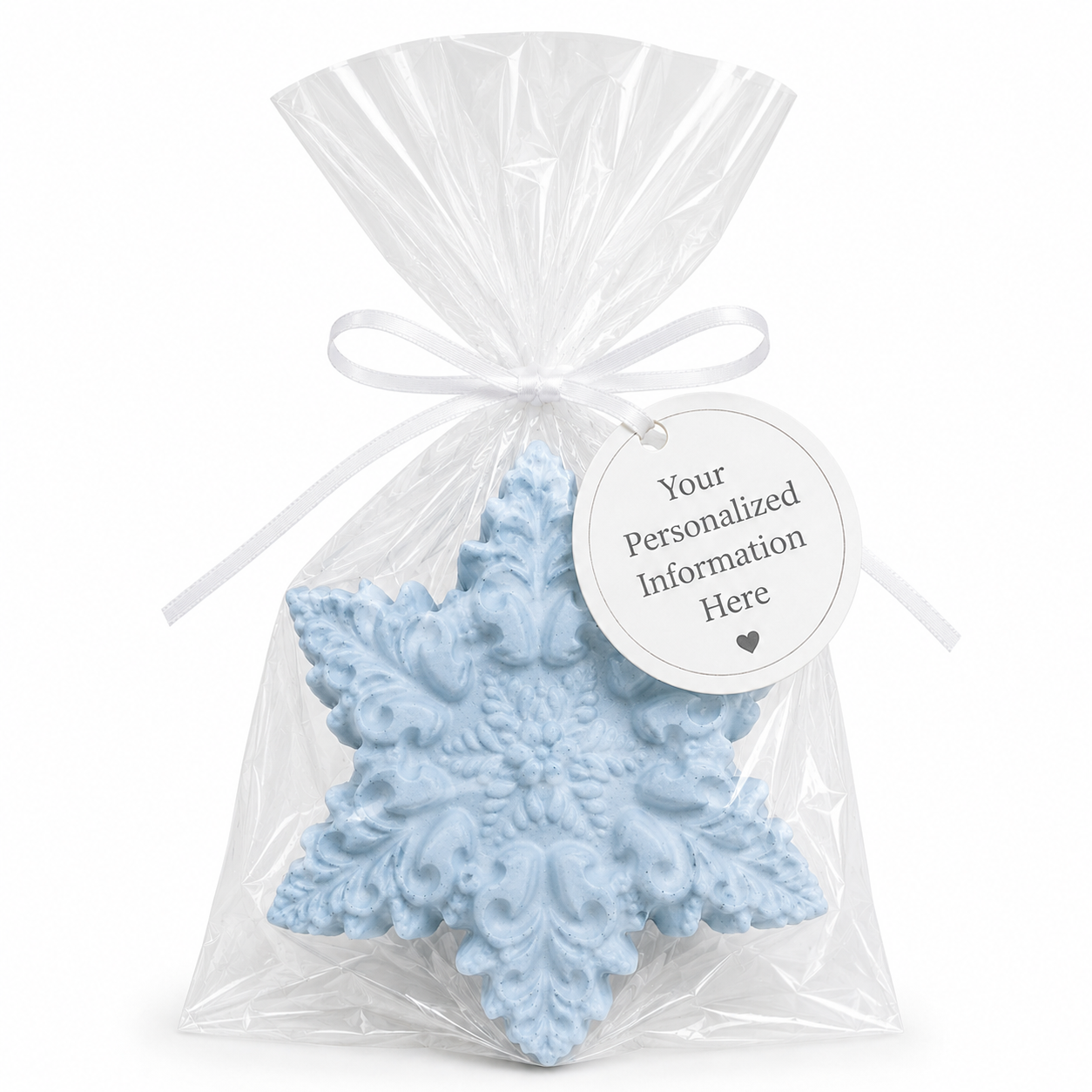 Snowflake Soap Party Favors –Personalized White Label Winter Novelty Gift | Set of 10