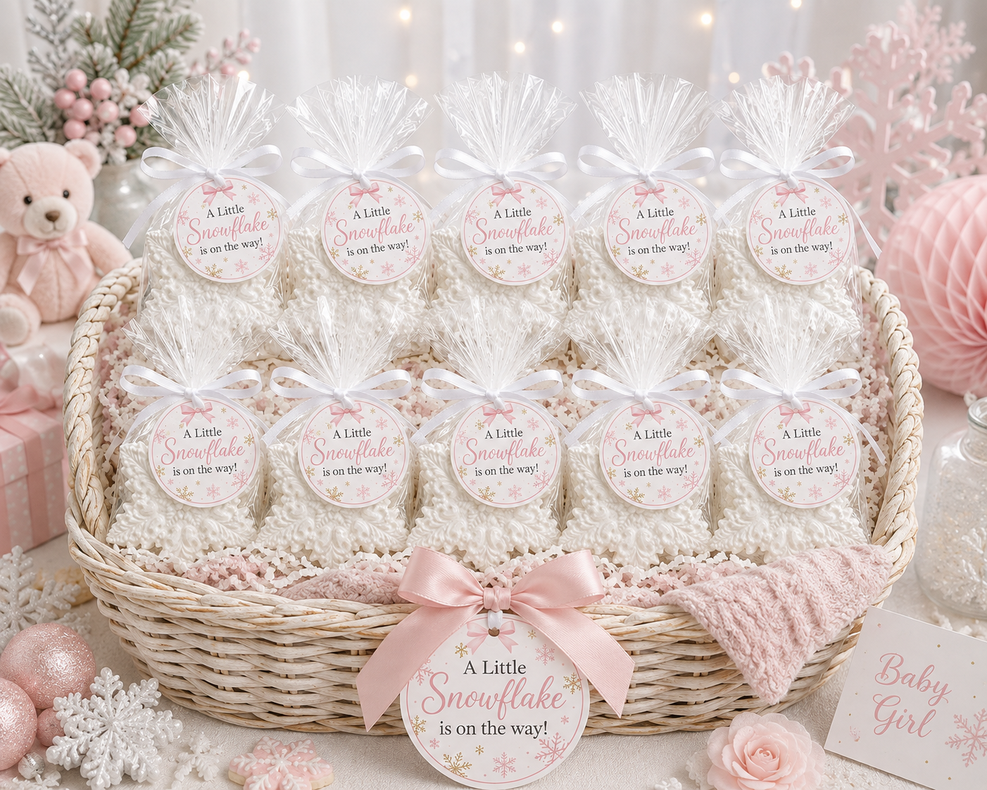 Snowflake Soap Party Favors –A little Snowflake is on the way Winter Novelty Gift | Set of 10