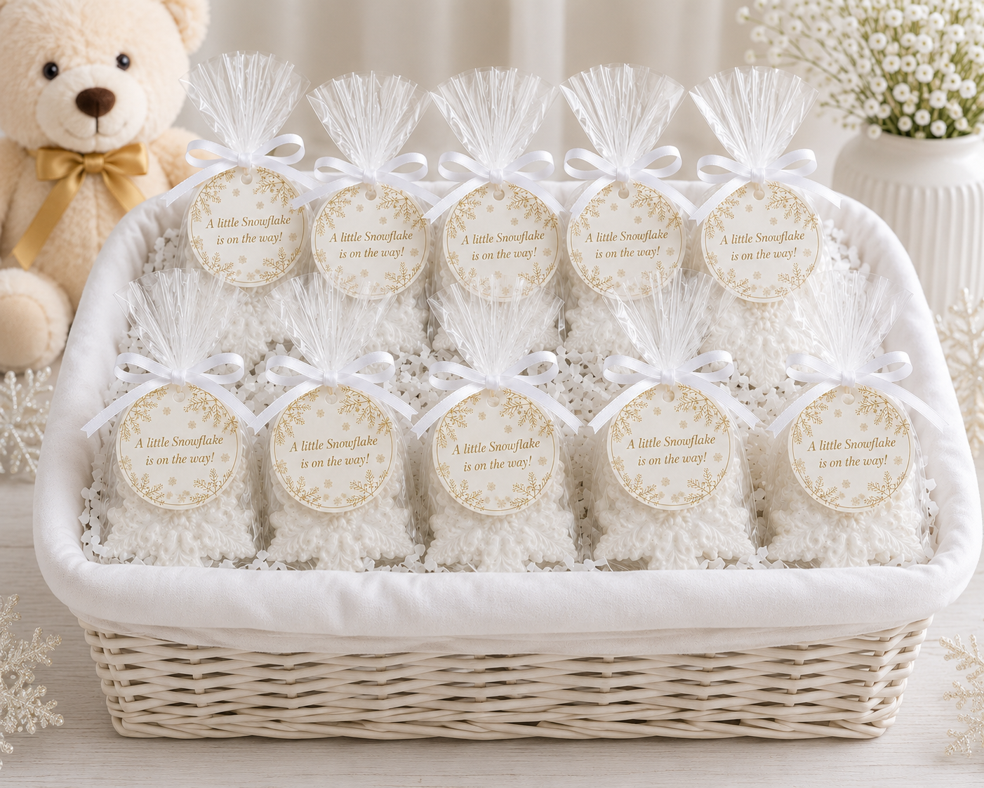 Snowflake Soap Party Favors –A little Snowflake is on the way Winter Novelty Gift | Set of 10