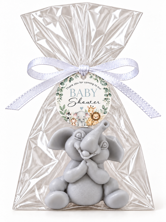 Add a touch of charm to your special event with our adorable handmade elephant-shaped soap. Perfectly sized for party favors, each elephant soap makes a memorable and useful gift for your guests.

These soaps are perfect for:

Baby showers
First birthdays
Gender reveal parties
Elephant-themed parties
Christenings and baptisms
Weddings
Birthday parties
School and corporate events

Hand-poured in small batches, each soap is crafted with a gentle, skin-loving base that creates a rich, creamy lather. Its sweet 