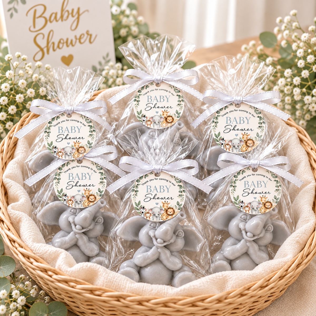 10 Elephant Soap Jungle Theme Baby Shower Favors | Party Favors | Baby Shower for a Girl or Boy | Handmade Novelty Soap