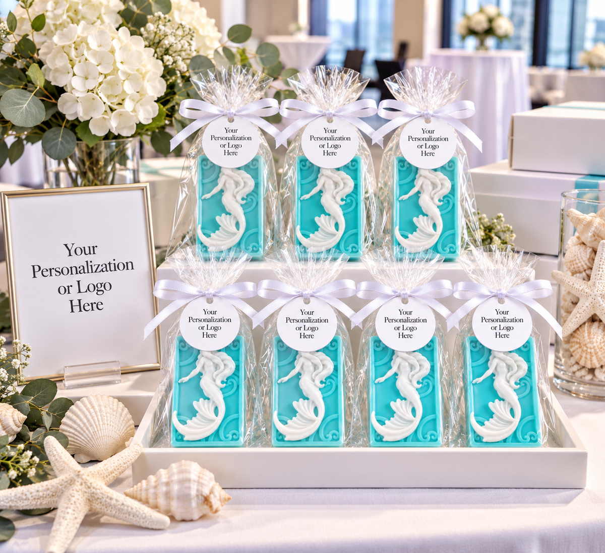 Mermaid Soap Party Favors –Personalized White Label | Beach Novelty Gift | Set of 10