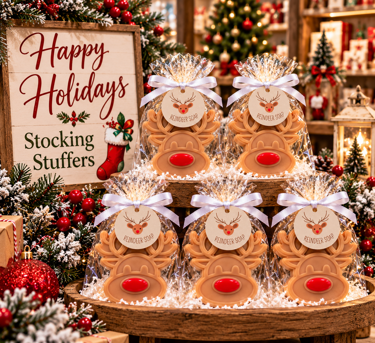 Reindeer Bar of Soap | Stocking Stuffer | Christmas and Holiday Gift | Teacher Gift | Novelty Handcrafted Soap (Copy) (Copy)