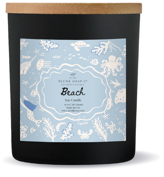 Beach Scented Soy Candle | Fresh & Coastal  Scent |l Home Fragrance | 10 oz Black Jar with Bamboo Lid