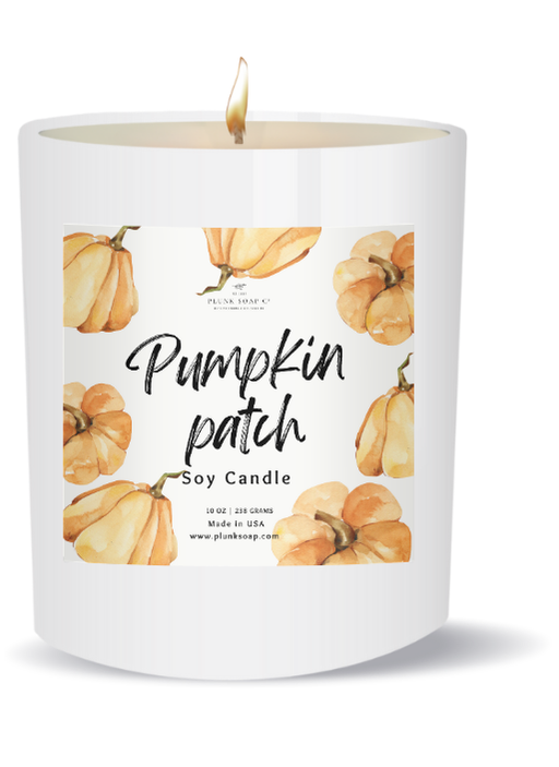 Pumpkin Patch Scented Soy Candle 10 oz White Jar with Bamboo Lid