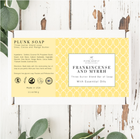 Frankincense and Myrrh Artisian Bar of Soap with Shea Butter, Coco Butter and Mango Butter
