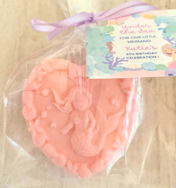 10 Mermaid Heart Soaps:  Party Favors
