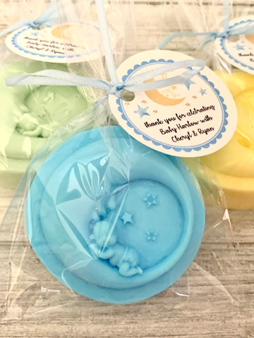 10 Baby Cradled in Moon Soap Favors For A Boy