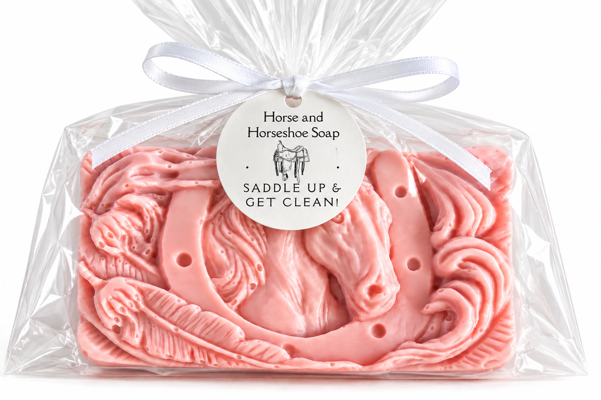Horse and horsehoe themed bar of soap