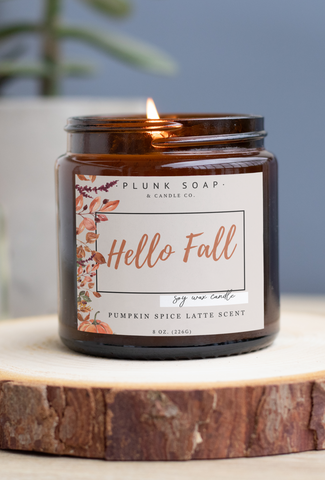 Hello fall scented soy candle