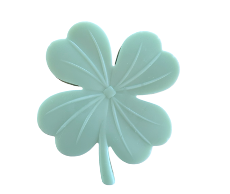 Four-leaf clover soap by Plunk Soap Company, St. Patrick's Day themed soap with green shamrock shape, ideal for party favors.