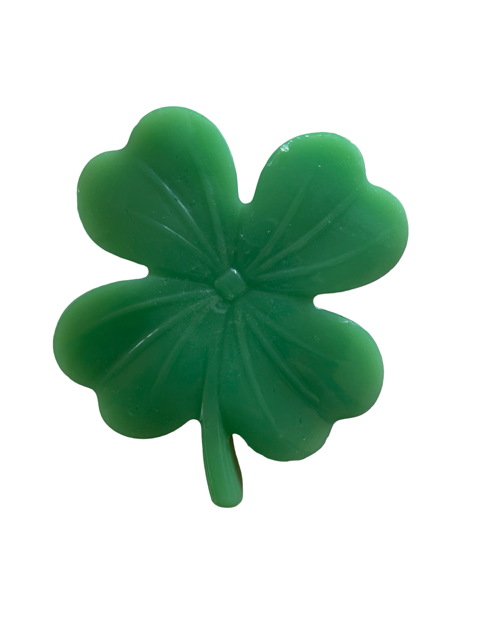 Four-leaf clover soap from Plunk Soap Company, St. Patrick's Day themed soap with a green clover design, ideal for party favors.