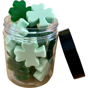 Four Leaf Clover Soaps in a jar for St. Patrick's Day