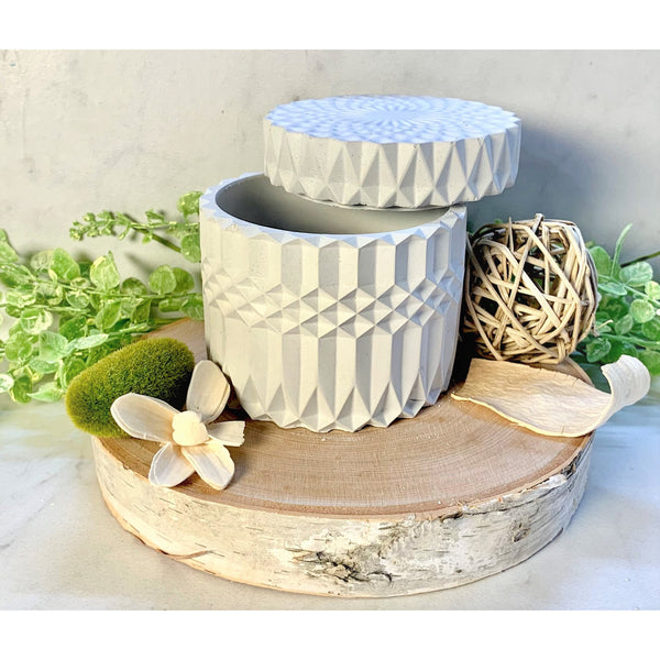 Cement Vessel:  FREE SHIPPING, Cement container for candles, plants, jewelry box