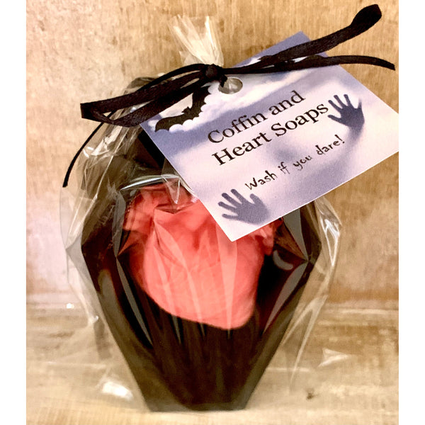 Spooky Coffin and Heart Soap:  Halloween themed soaps, Halloween Wedding Favors, Fall Favors, Gag Gifts, Halloween Favors, FREE SHIPPING