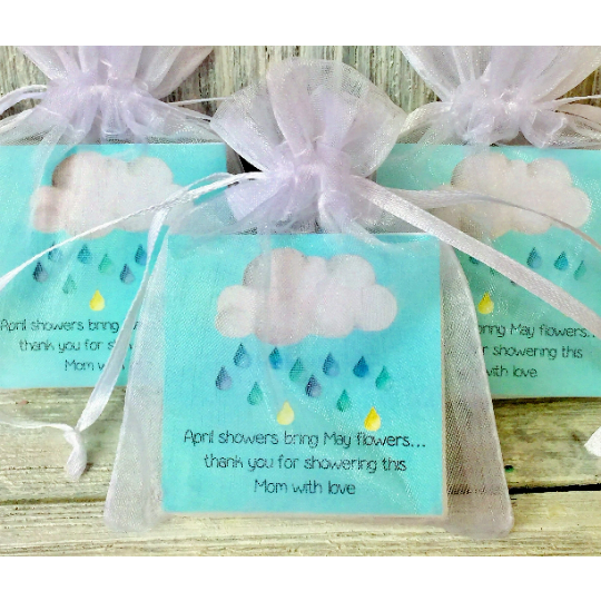 10 Rain Cloud themed Guests Soaps for Baby Shower or Party Favors with Cloud Tag